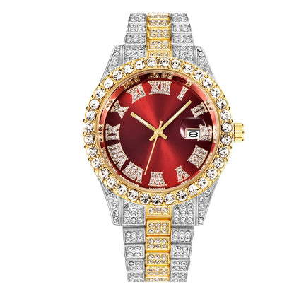 Montre luxe pour femmes glacé diamant autour montres à quartz.