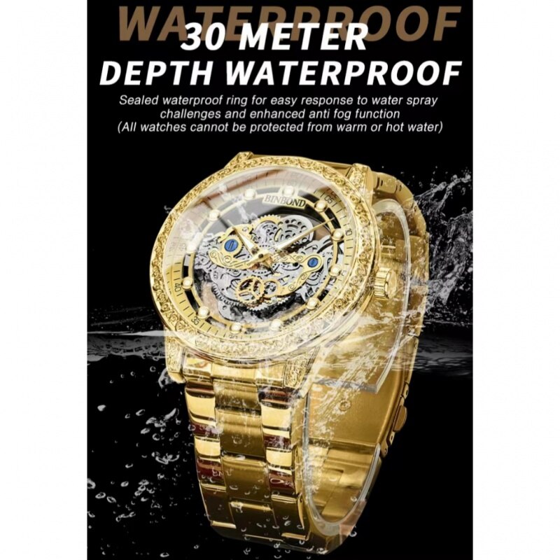 Montre pour hommes double creux étanche luxe mode originale.