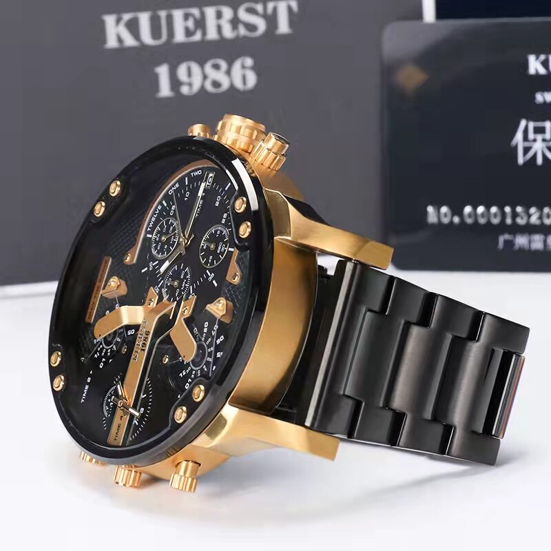 Montre luxe élégante pour hommes ronde bracelet en acier inoxydable.
