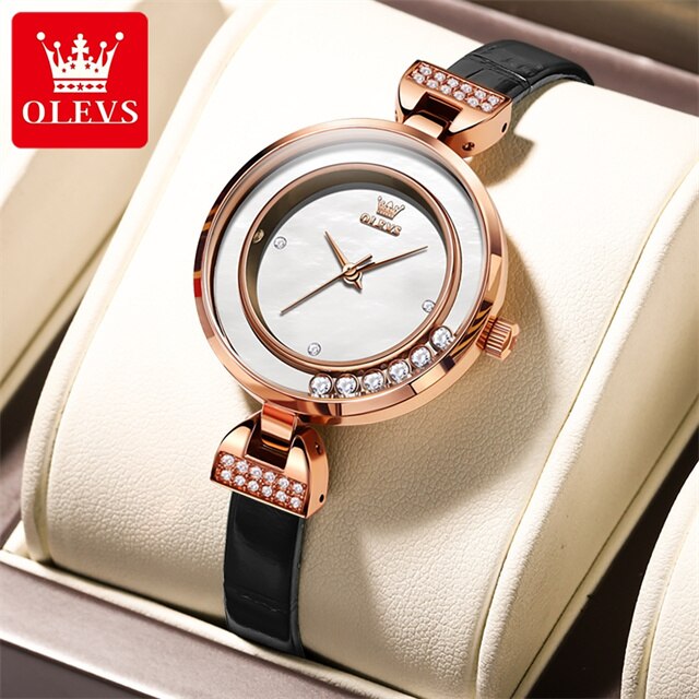Montre étanche pour Femme bracelet en cuir Authentique.