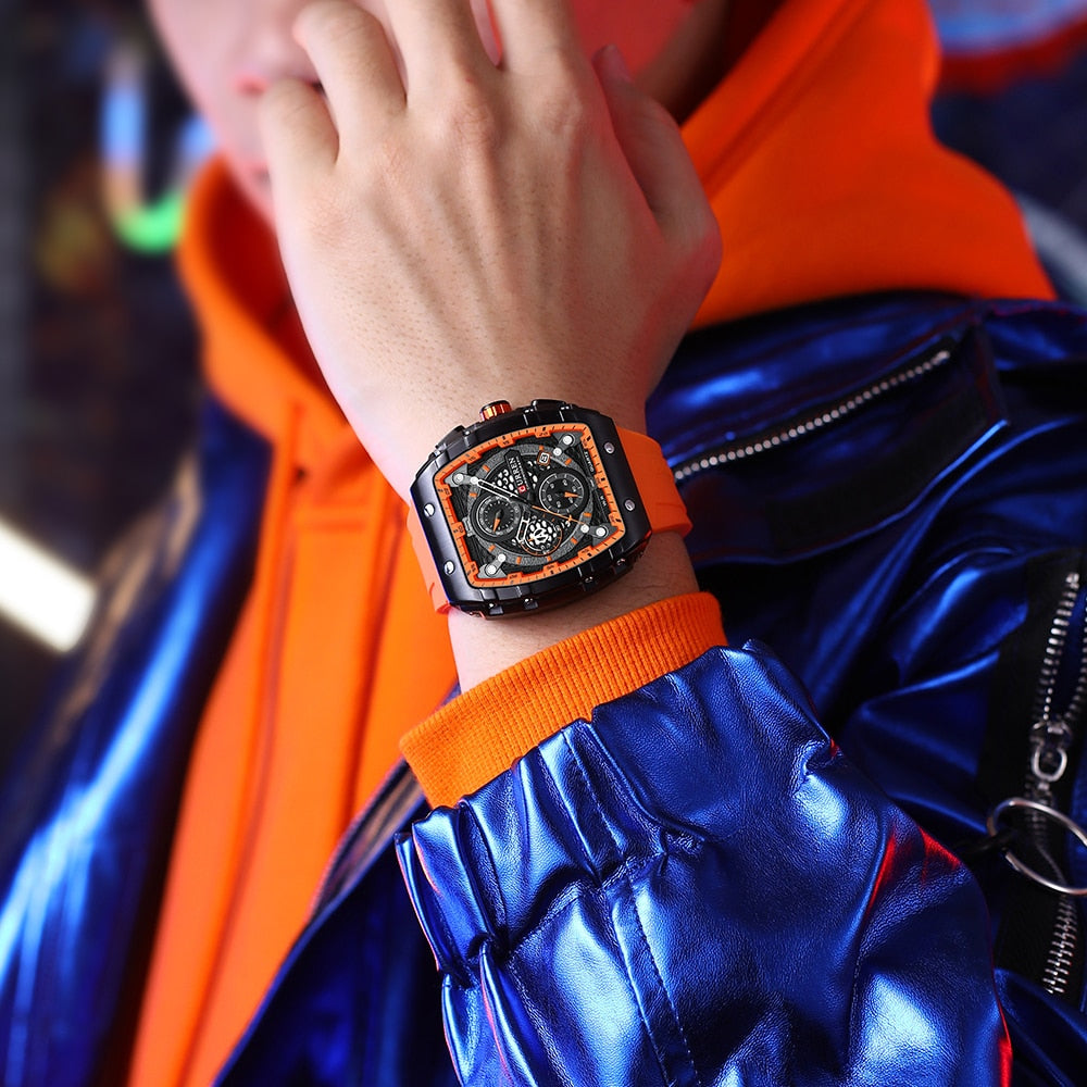 Montre à quartz étanche pour hommes chronographe horloge de date.