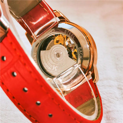 Montre femme élégante mécanique automatique horloge étanche.