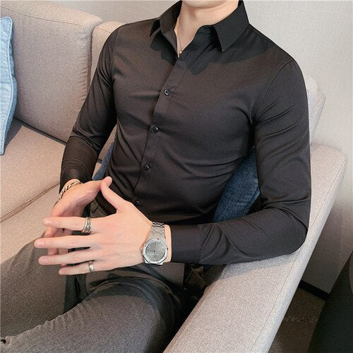 Chemise en coton pour hommes, chemise d'affaires décontractée.