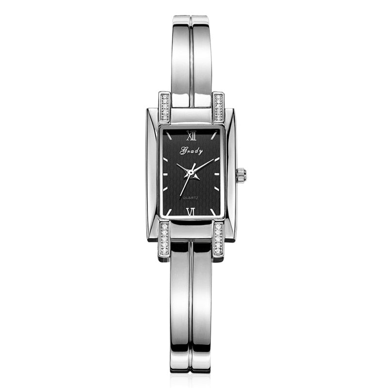 Montre en or pour femmes, marque de luxe, mode carré diamant étanche.