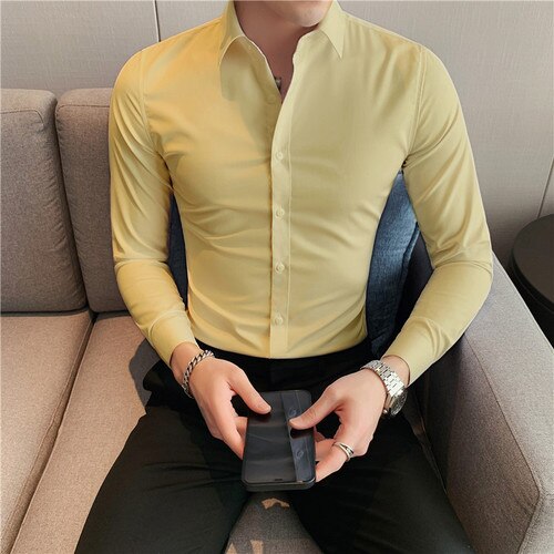 Chemise en coton pour hommes, chemise d'affaires décontractée.