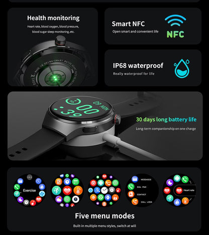 Montre connectée gt4 pro pour homme, smartwatch, moniteur d'activité physique, avec GPS.