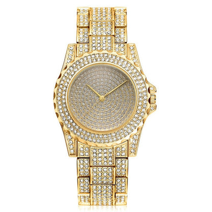 Montre luxe pour femmes glacé diamant autour montres à quartz.