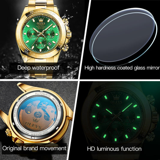 montre pour hommes étanche mécanique automatique montres chronographe.