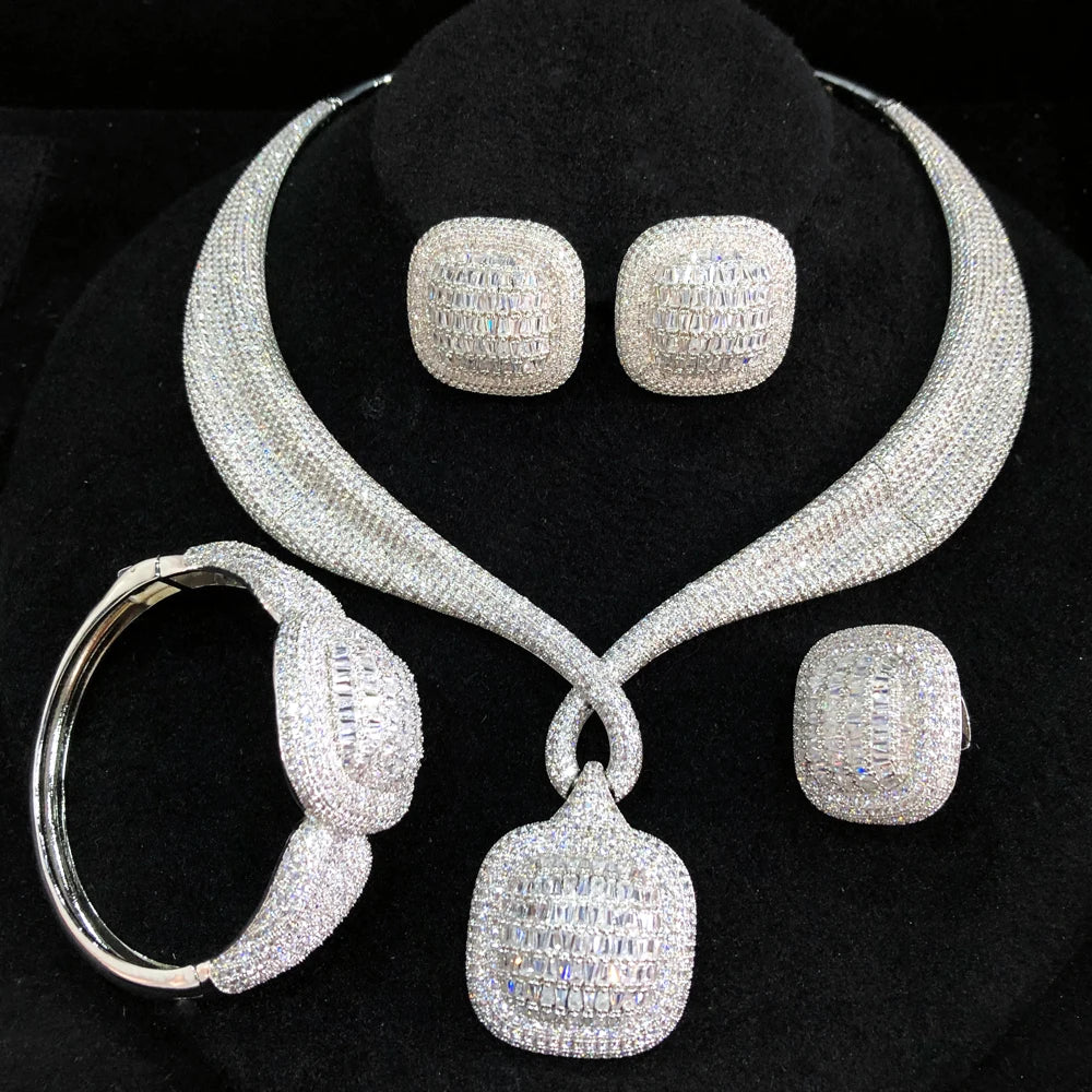 Ensemble de bijoux luxe en Zircon cubique tendance.