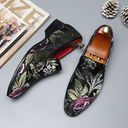 Chaussures luxe en cuir pour hommes, chaussures confortables à enfiler.