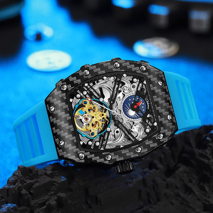 Montre squelette automatique mécanique pour hommes, Tourbillon squelette.