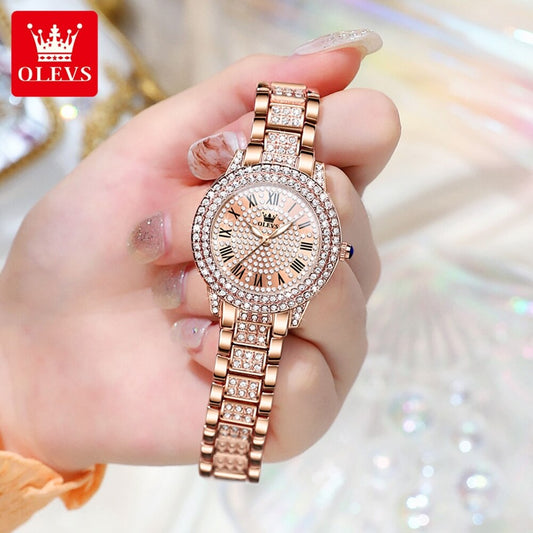 Montre luxe élégante en diamant pour femme.