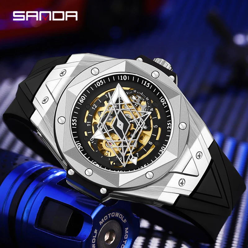 Montre mécanique auto luxe étanche pour homme.