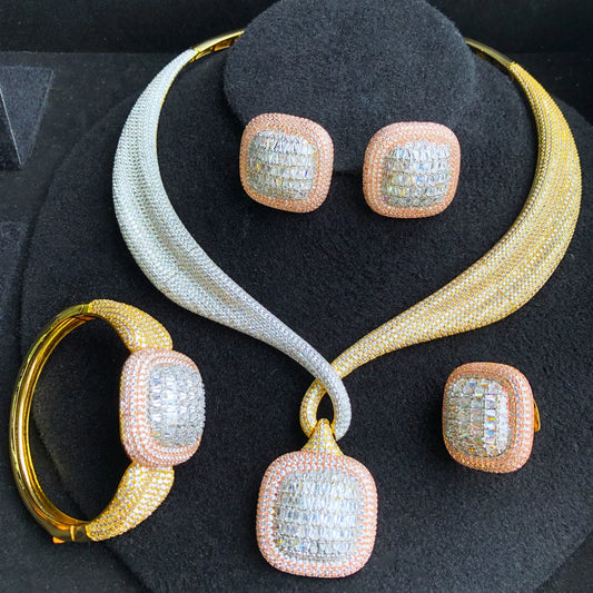 Ensemble de bijoux luxe en Zircon cubique tendance.