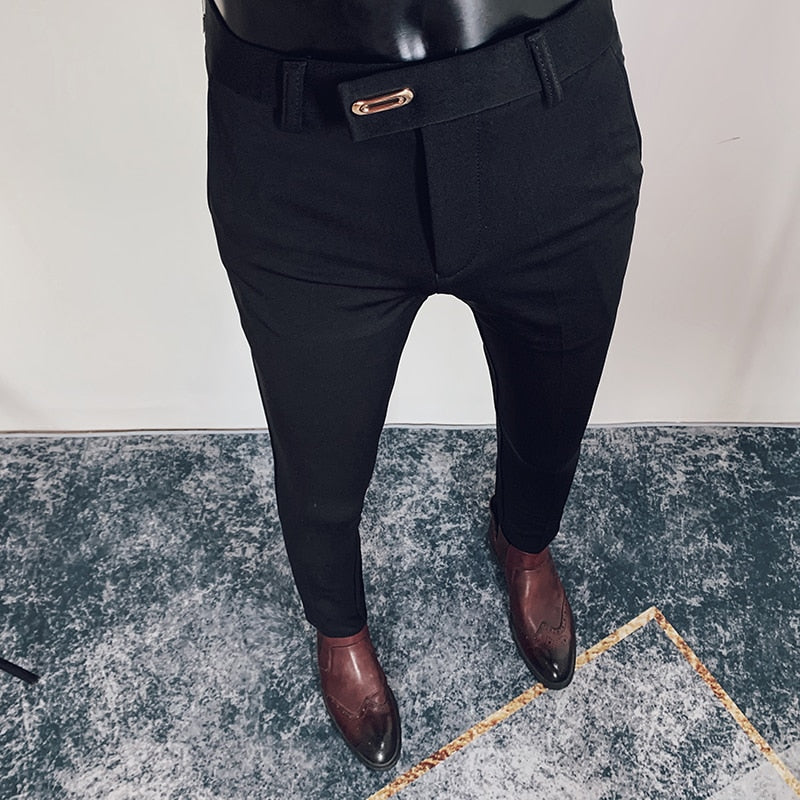 Pantalon Slim Fit pour hommes, pantalon décontracté, longueur de rinçage, haute qualité, printemps, 2022