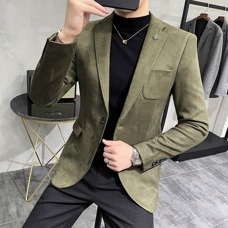 Blouson en cuir trempé pour homme, vêtement masculin, peau de daim, décontracté.