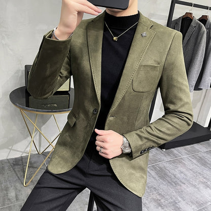 Blouson en cuir trempé pour homme, vêtement masculin, peau de daim, décontracté.