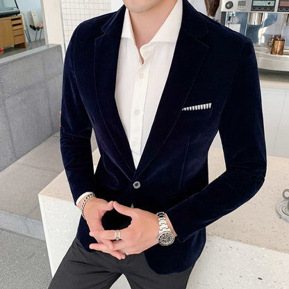 Blazer en velours monochrome pour hommes veste trempée.