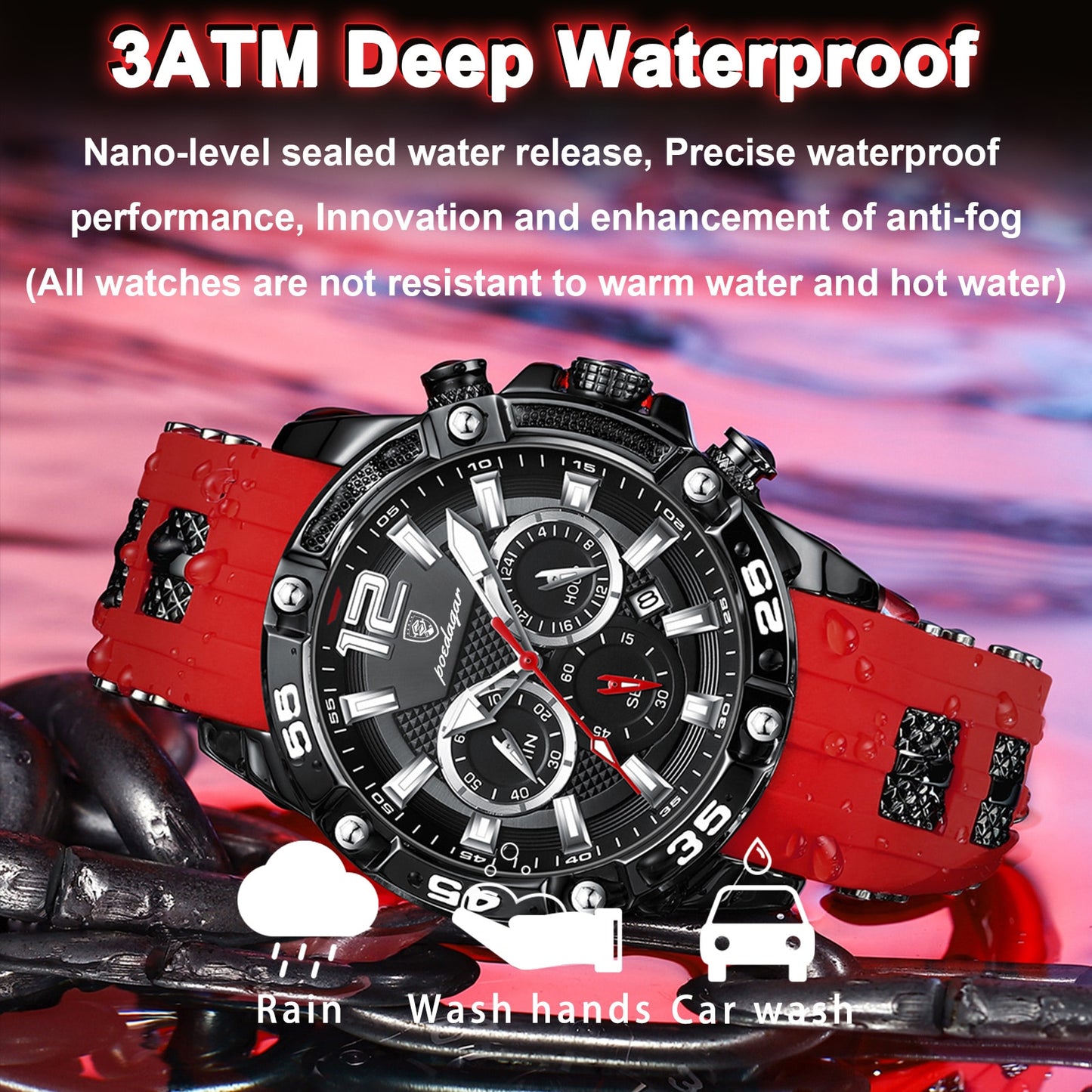 Montre à quartz militaire étanche pour hommes chronographe.