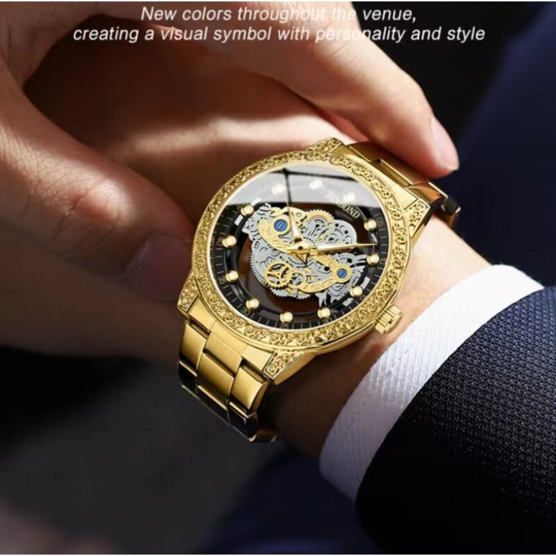 Montre pour hommes double creux étanche luxe mode originale.