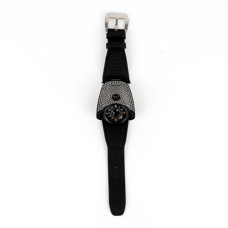 Montre homme luxe avec bracelet cuir Tendance.