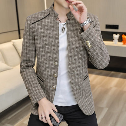 Blazers à col montant pour hommes, coupe couvertes, veste trempée décontractée.
