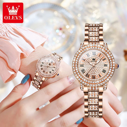 Montre luxe élégante en diamant pour femme.