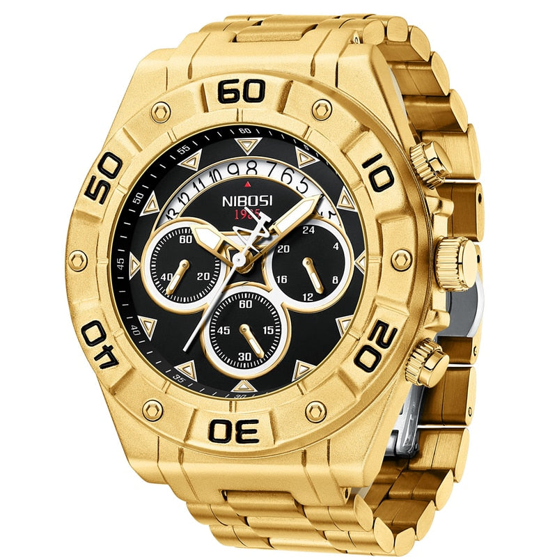 Montre à quartz en acier inoxydable pour hommes mode luxe.