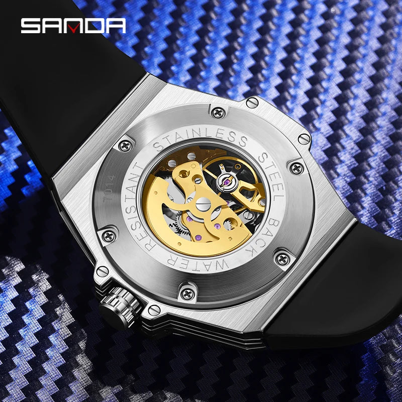 Montre mécanique auto luxe étanche pour homme.