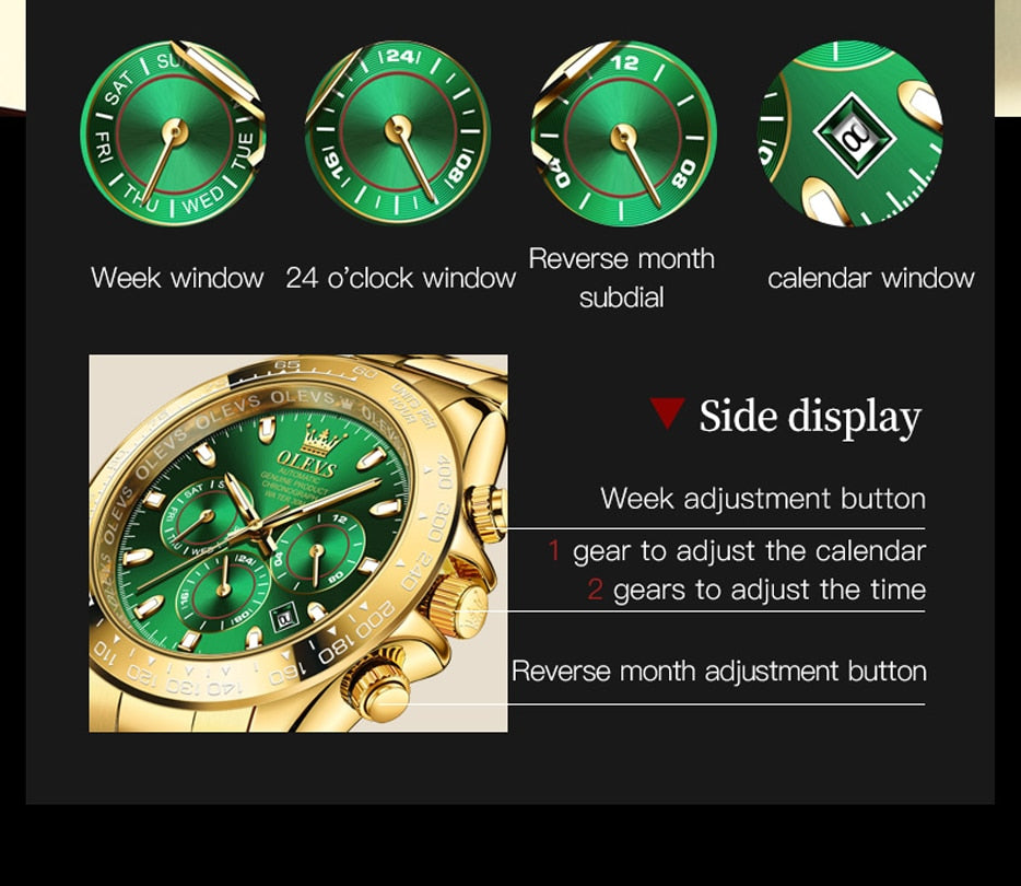 montre pour hommes étanche mécanique automatique montres chronographe.