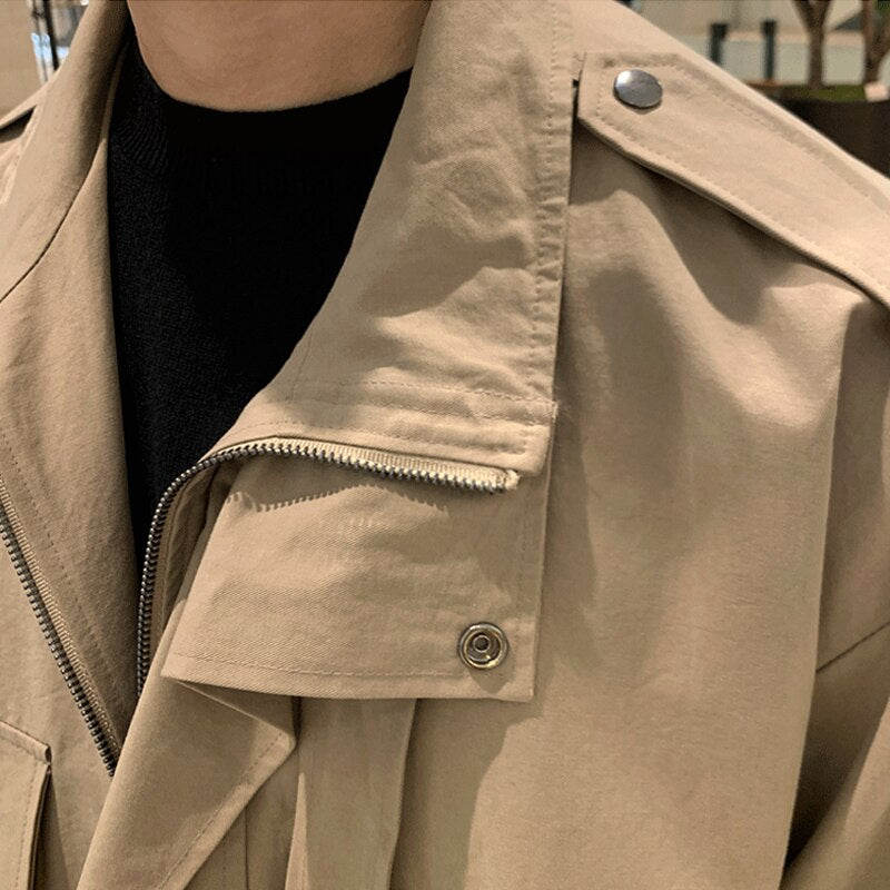 Veste d'outillage de style hommes, joli manteau rétro décontracté.