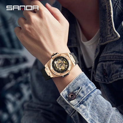 Montre mécanique auto luxe étanche pour homme.