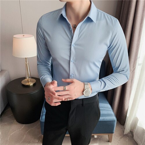 Chemise en coton pour hommes, chemise d'affaires décontractée.
