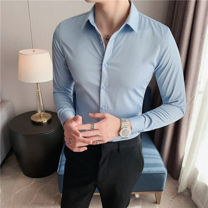 Chemise en coton pour hommes, chemise d'affaires décontractée.