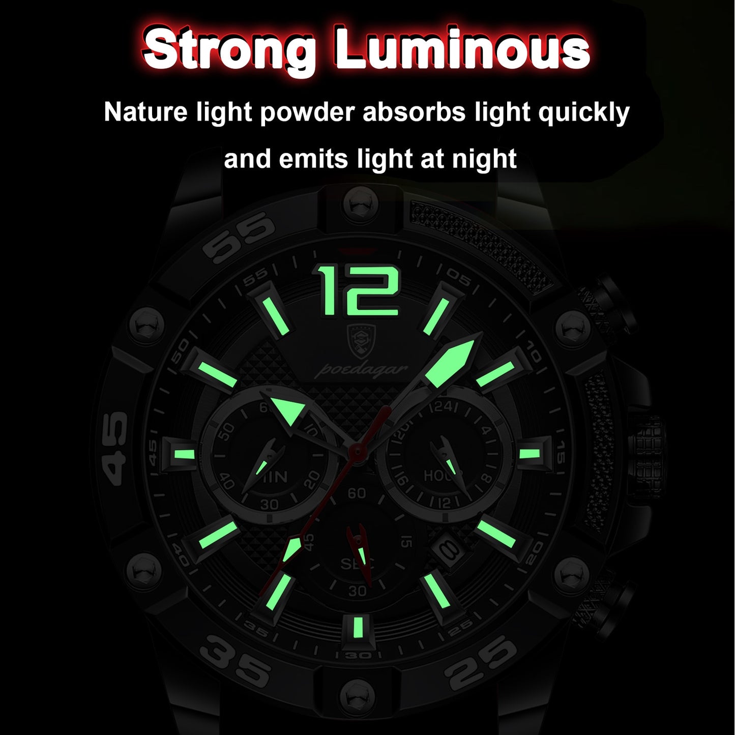 Montre à quartz militaire étanche pour hommes chronographe.