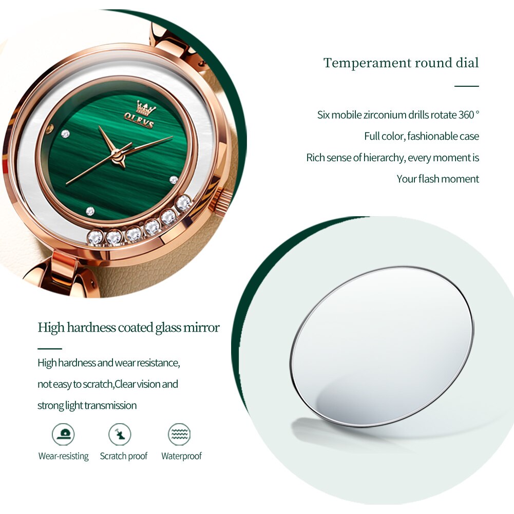 Montre étanche pour Femme bracelet en cuir Authentique.