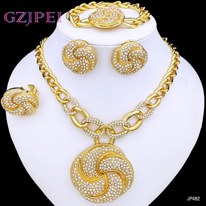 Ensemble de bijoux Luxe plaqué or tendances.