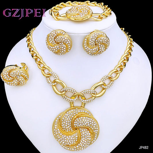 Ensemble de bijoux Luxe plaqué or tendances.