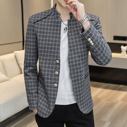 Blazers à col montant pour hommes, coupe couvertes, veste trempée décontractée.