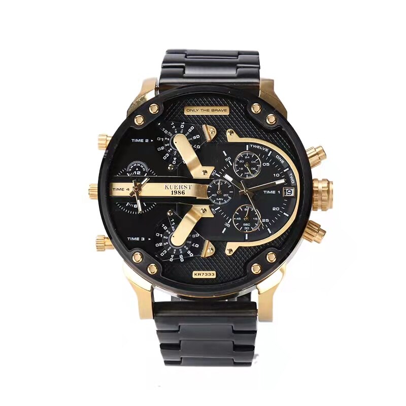 Montre luxe élégante pour hommes ronde bracelet en acier inoxydable.