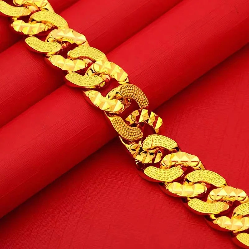 Bracelet homme or 24K luxure élégant.