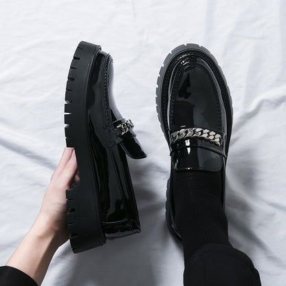 Chaussures en cuir noir pour hommes, chaussures en cuir décontractées.