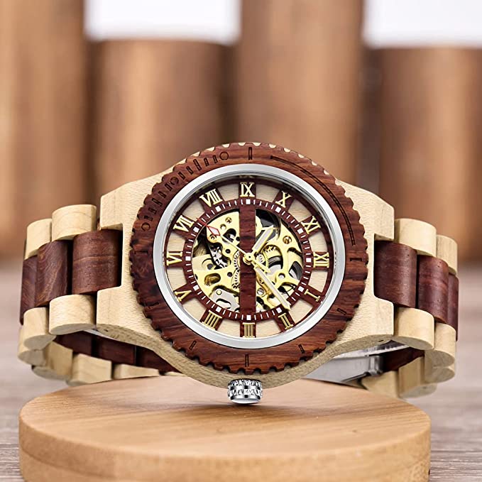 Montre mécanique automatique en bois pour business.