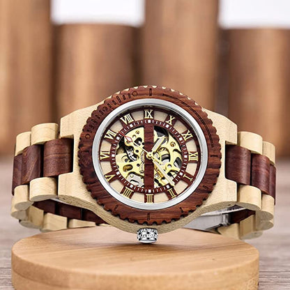 Montre mécanique automatique en bois pour business.