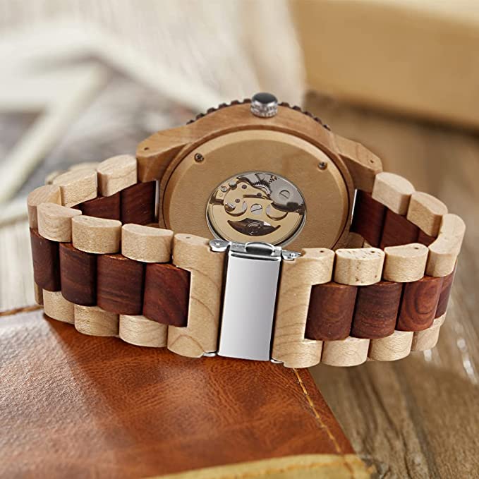 Montre mécanique automatique en bois pour business.