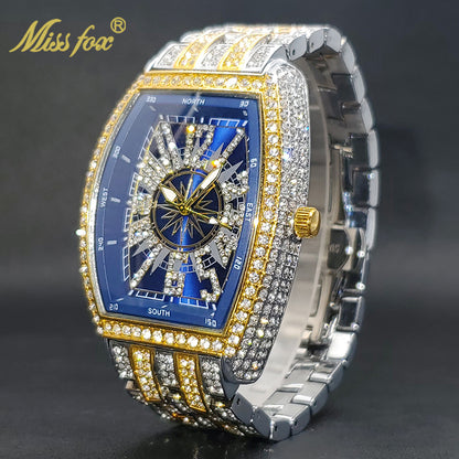 montre luxe élégante pour hommes accessoire de mode diamant glacé.