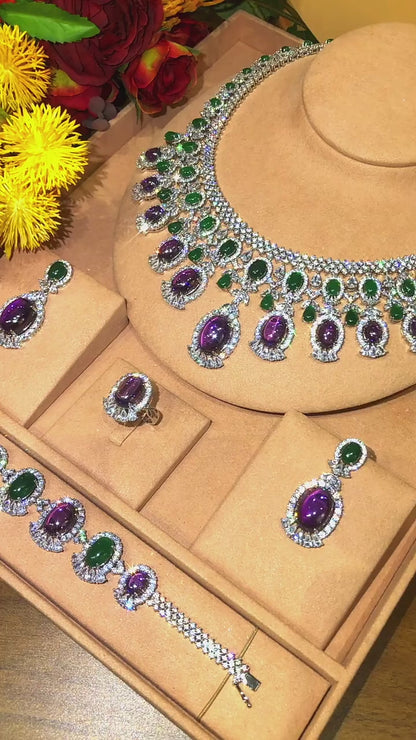Ensemble de bijoux de luxe élégantes pour femmes en zircon CZ.