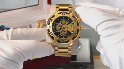 Montre de sport pour hommes étanche chronographe en acier inoxydable.