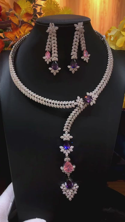 Ensemble de bijoux très élégantes pour femmes en zircon