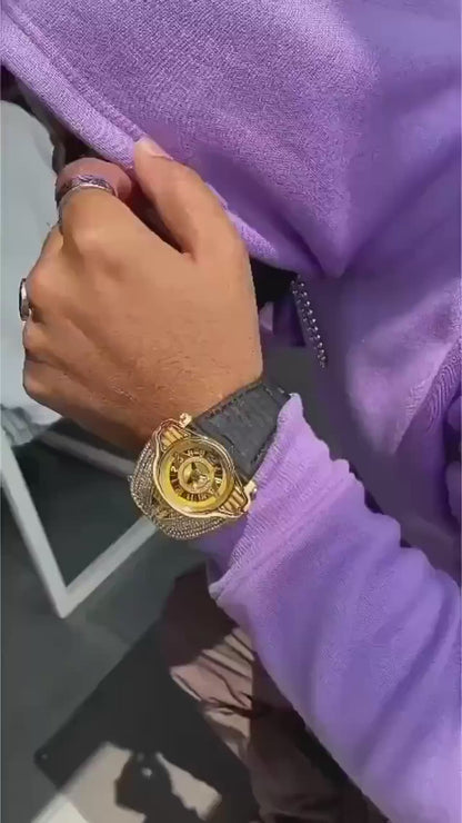 Montre homme luxe avec bracelet cuir Tendance.